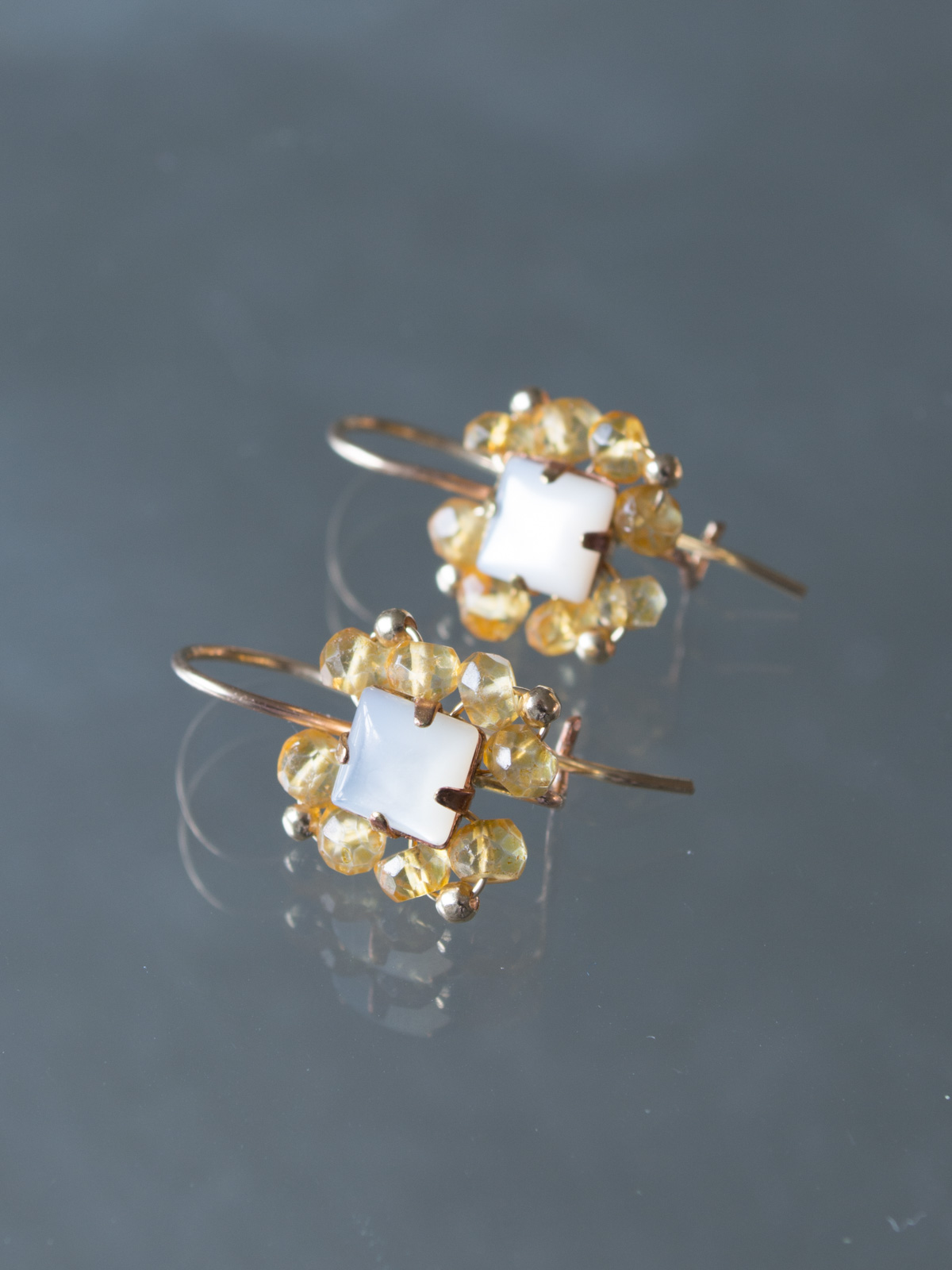 earrings Victoria white crystal, citrine